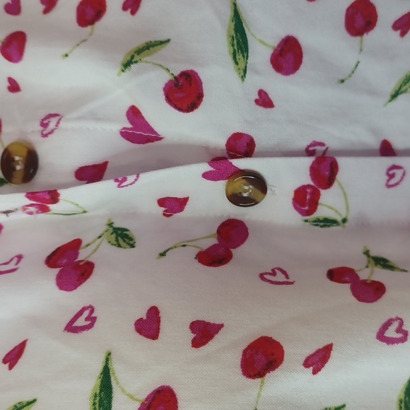 No Boundaries sleeveless button-down tie front cherry blouse nwot Junior's xl - Picture 3 of 8